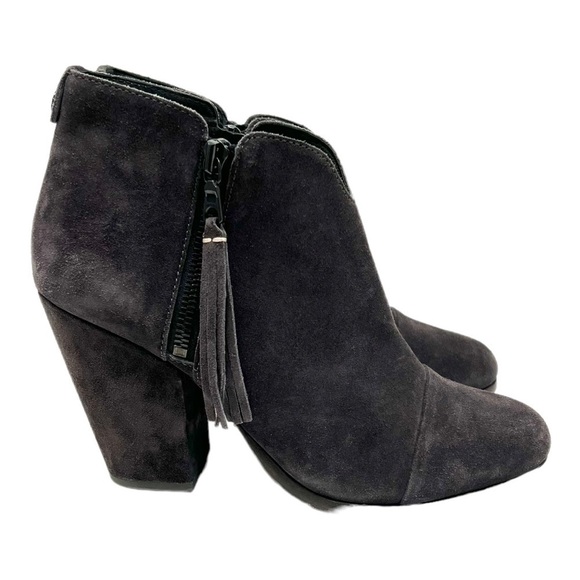 Rag & Bone Margot Gray Suede Tassel Heeled Booties - Picture 5 of 12